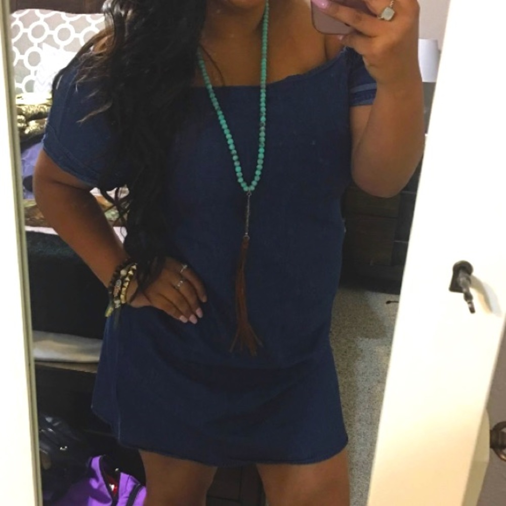 Blue Jean off the shoulder dress